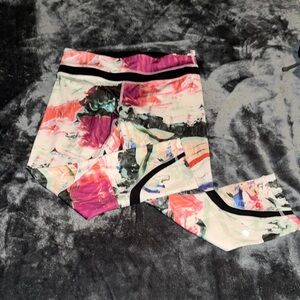 Lululemon Athletica Pink and Black Athletic Crop Leggings